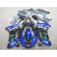 ABS Moto Plástica ZX6R 07-08 - Negro Azul Verde Monster