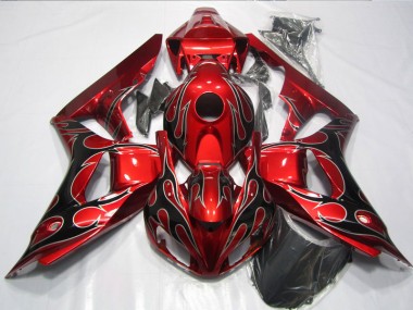 ABS Moto Plástico CBR 1000 RR 06-07 - Rojo Negro Llama