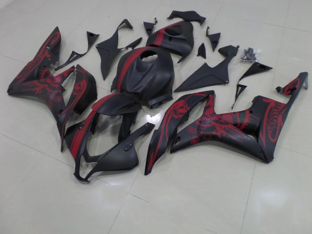 Carenados Moto CBR 600 RR 07-08 - Negro Mate Rojo Cráneo con Raya Carenados Moto CBR 600 RR 07-08 - Negro Mate Rojo Cráneo con Raya