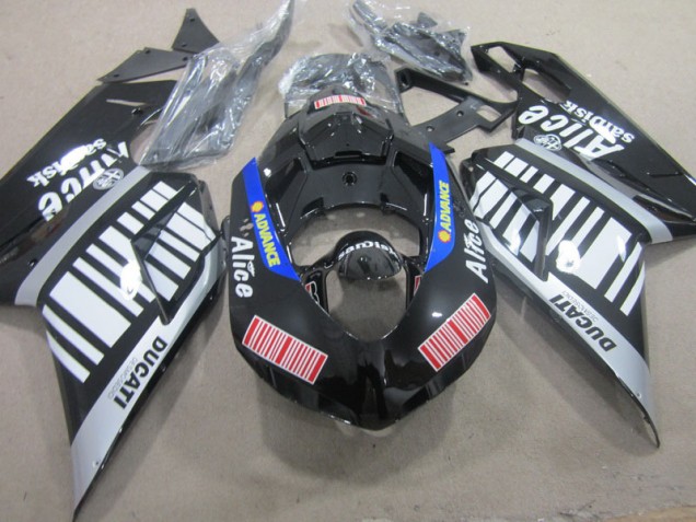 Carenados Moto Ducati 1098 07-14 - Negro Blanco Advance Alice Carenados Moto Ducati 1098 07-14 - Negro Blanco Advance Alice