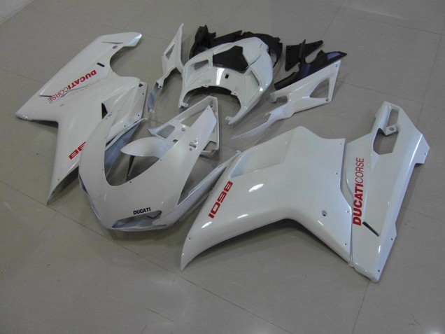Carenados Moto Ducati 848 1098 1198 07-14 - Blanco Perla con Rojo Calcomanías Carenados Moto Ducati 848 1098 1198 07-14 - Blanco Perla con Rojo Calcomanías