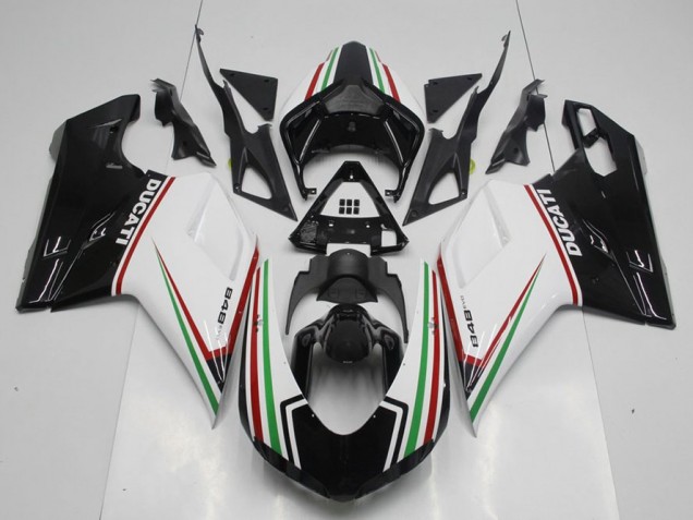 Carenados Moto Ducati 848 1098 1198 07-14 - Negro Verde Y blanco Carenados Moto Ducati 848 1098 1198 07-14 - Negro Verde Y blanco