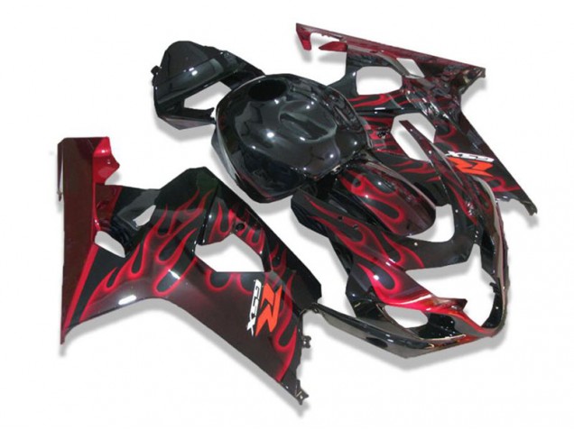Carenados Moto GSXR 600 / 750 K4 04-05 - Negro Rojo Llamas Carenados Moto GSXR 600 / 750 K4 04-05 - Negro Rojo Llamas