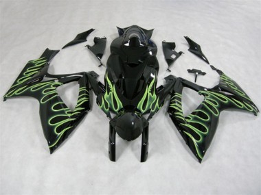 Carenados Moto GSXR 600 K6 06-07 - Negro Verde Llama