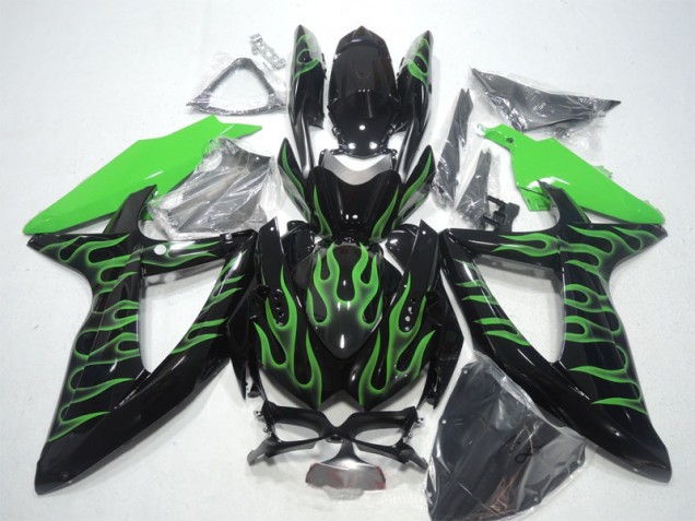 Carenados Moto GSXR 600 K8 08-10 - Negro Verde Llama Carenados Moto GSXR 600 K8 08-10 - Negro Verde Llama