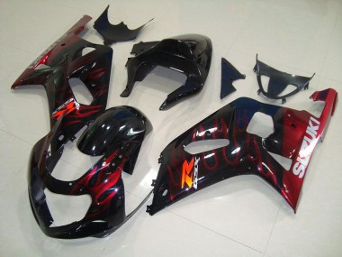 Carenados Moto GSXR 750 K1 K2 K3 01-03 - Negro Rojo Llama