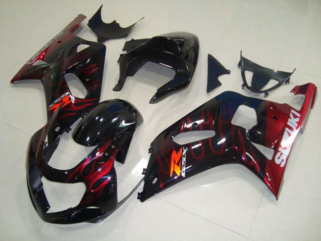 Carenados Moto GSXR 750 K1 K2 K3 01-03 - Negro Rojo Llama Carenados Moto GSXR 750 K1 K2 K3 01-03 - Negro Rojo Llama