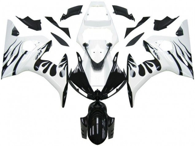 Carenados Moto R6 03-05 - Blanco Llama Negro Carenados Moto R6 03-05 - Blanco Llama Negro