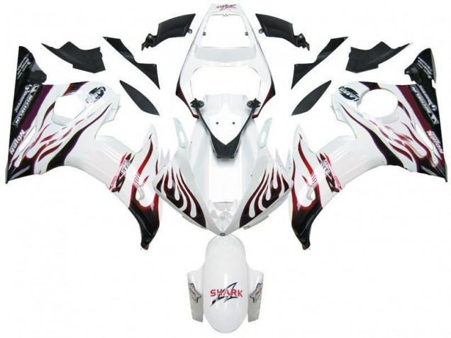 Carenados Moto R6 03-05 - Blanco Negro Rojo Llama Carenados Moto R6 03-05 - Blanco Negro Rojo Llama