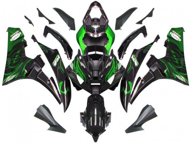Carenados Moto R6 06-07 - Negro Verde Llama Carenados Moto R6 06-07 - Negro Verde Llama