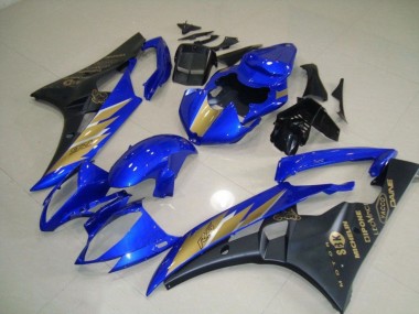 Carenados Moto R6 06-07 - Pegatina negra azul con dorada