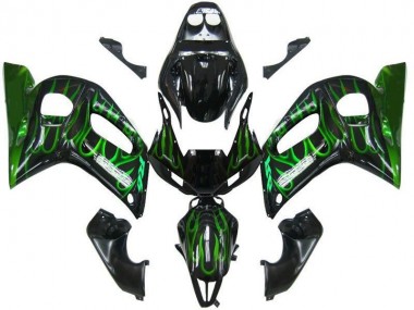 Carenados Moto R6 98-02 - Negro Verde Llama