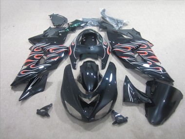 Carenados Moto ZX10R 06-07 - Negro Blanco Rojo Llama