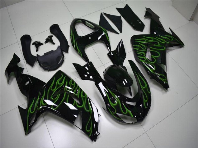 Carenados Moto ZX10R 06-07 - Negro Verde Llama Carenados Moto ZX10R 06-07 - Negro Verde Llama