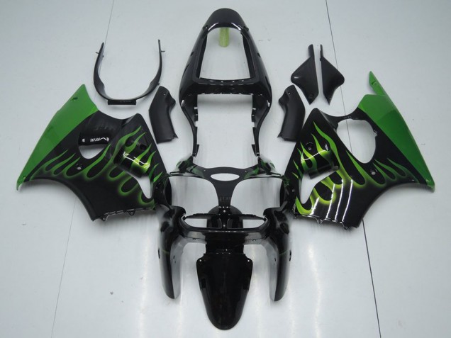 Carenados Moto ZX6R 00-02 - Negro con Verde Llama Carenados Moto ZX6R 00-02 - Negro con Verde Llama
