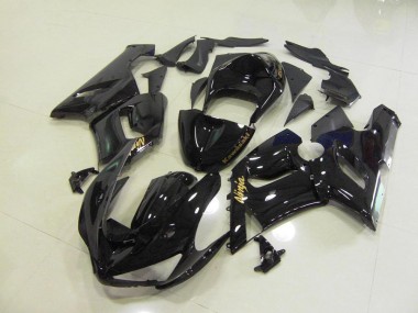 Carenados Moto ZX6R 05-06 - Brillante Negro Oro Calcomanías