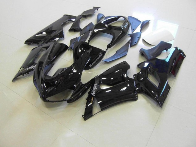 Carenados Moto ZX6R 05-06 - Brillante Negro Plata Calcomanías
