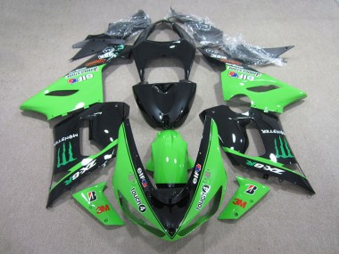 Carenados Moto ZX6R 05-06 - Negro Verde 3M Touch4 Monster