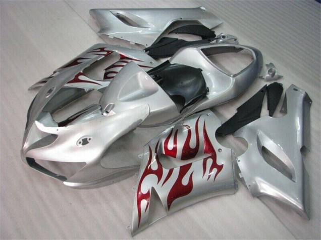 Carenados Moto ZX6R 05-06 - Plata Rojo Llamas Carenados Moto ZX6R 05-06 - Plata Rojo Llamas