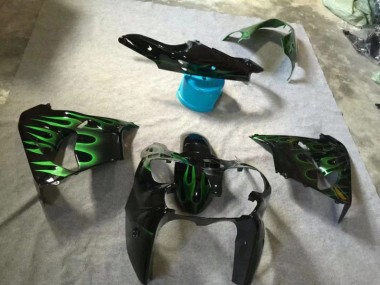 Carenados Moto ZX9R 02-03 - Brillante Negro Verde Llama