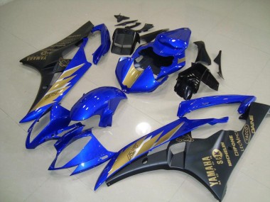 Carenados Moto R6 06-07 - Pegatina negra azul con dorada