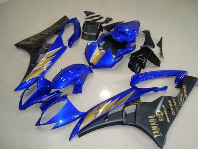 Carenados Moto R6 06-07 - Pegatina negra azul con dorada Carenados Moto R6 06-07 - Pegatina negra azul con dorada