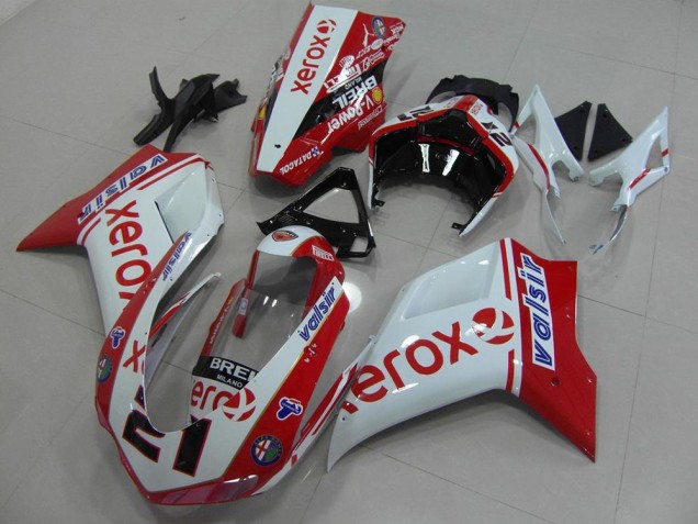 Kit ABS Carenados Motocicleta Ducati 848 1098 1198 07-14 - Blanco Rojo Xerox