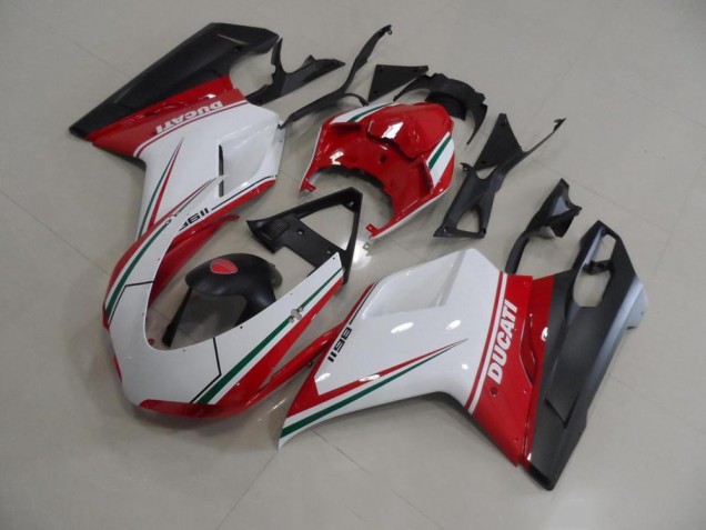 Kit Carenado Inyección Ducati 848 1098 1198 07-14 - Rojo Blanco Kit Carenado Inyección Ducati 848 1098 1198 07-14 - Rojo Blanco