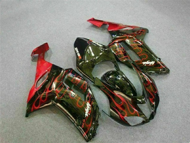 Kit Carenados Moto ZX6R 07-08 - Negro Rojo Llama Kit Carenados Moto ZX6R 07-08 - Negro Rojo Llama