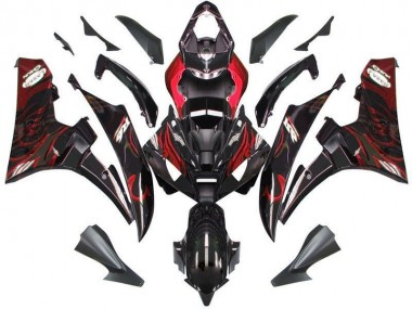 Kits Completo Carenados Moto R6 06-07 - Negro Rojo Llama