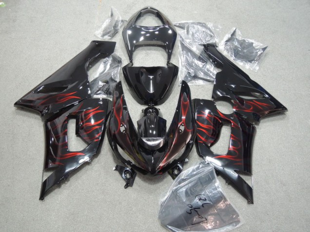 Kits Completo Carenados Moto ZX6R 05-06 - Negro Rojo Llama Kits Completo Carenados Moto ZX6R 05-06 - Negro Rojo Llama