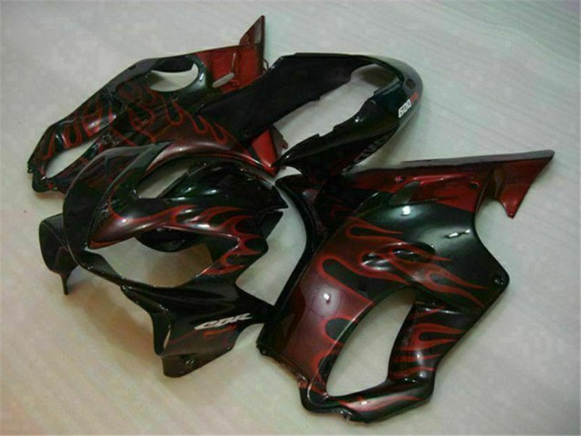 Carenados Moto Honda CBR600 F4i 2004-2007 - Negro Brillante Rojo Llama