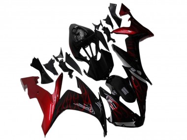 Carenados Moto Yamaha YZF R1 2004-2006 - Negro Brillante Rojo Llama