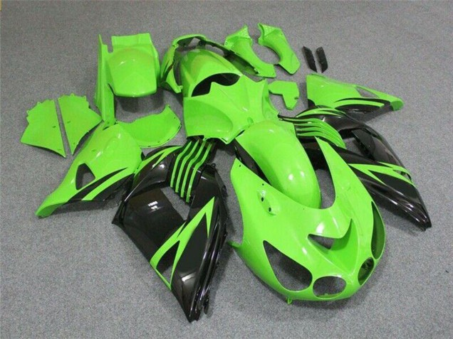 Carenado Moto Kawasaki ZX14R ZZR1400 2006-2011 - Verde Negro Brillante