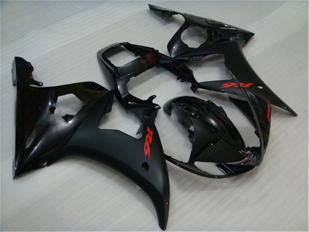 Carenados Moto Yamaha YZF R6 2003-2004 - Negro Brillante Negro Mate Rojo Calcomanías