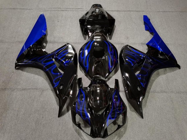 Carenado Moto Honda CBR1000RR 2006-2007 - Negro Brillante Azul Llama