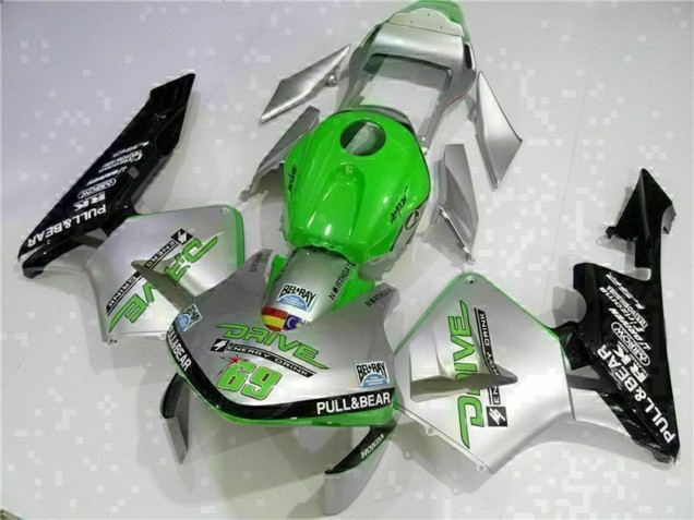 Carenado Moto Honda CBR600RR 2003-2004 - Plata Verde Negro Brillante