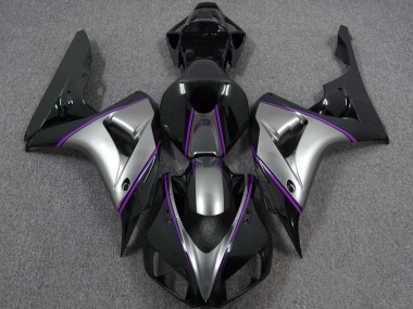Carenados Moto Honda CBR1000RR 2006-2007 - Plata Púrpura Negro Brillante Pinstripe