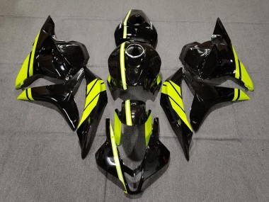 Carenados Moto Honda CBR600RR 2009-2012 - Negro Brillante Alta Visibilidad Amarillo Raya