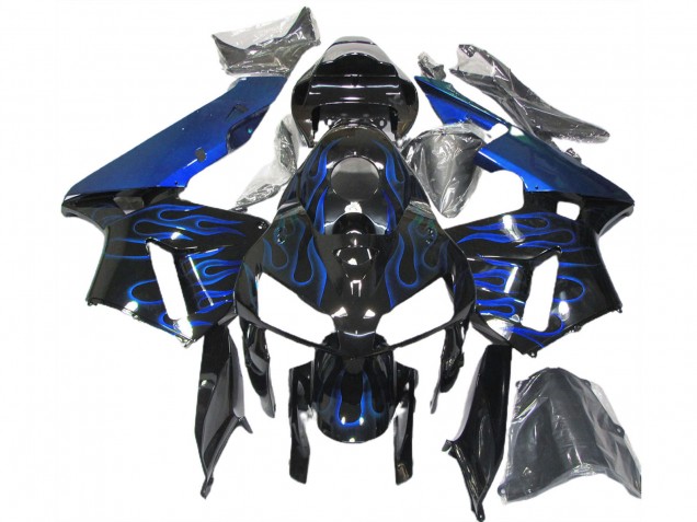 Carenados Moto Honda CBR600RR 2005-2006 - Negro Brillante Azul Llama
