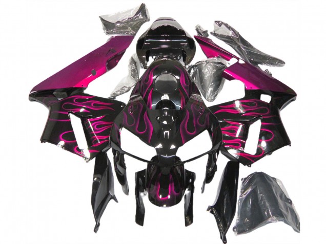 Carenados Moto Honda CBR600RR 2005-2006 - Negro Brillante Rosa Llama