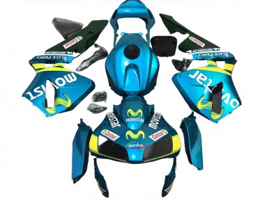 Carenados Moto Honda CBR600RR 2003-2004 - Azul Claro Amarillo Verde MoviStar