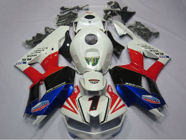 Carenados Moto Honda CBR600RR 2013-2026 - Blanco Rojo Azul Negro Número 1