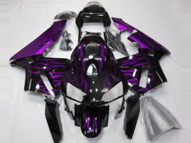 Carenados Moto Honda CBR600RR 2003-2004 - Negro Brillante Púrpura Llama