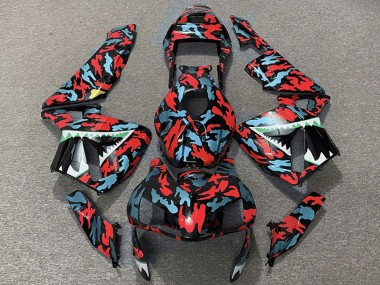 Carenados Moto Honda CBR600RR 2003-2004 - Rojo Azul Camouflage Tiburón