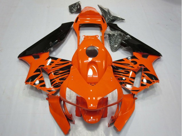 Carenados Moto Honda CBR600RR 2003-2004 - Naranja Negro Brillante Tribal