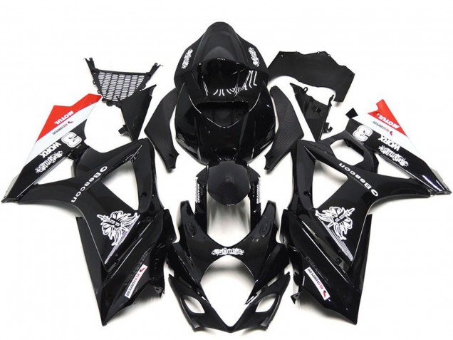 Carenados Moto Suzuki GSXR 1000 2007-2008 - Negro Brillante Blanco Rojo