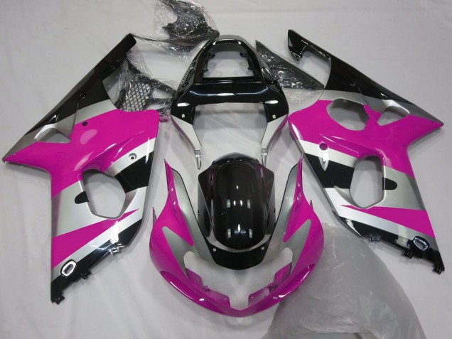 Carenados Moto Suzuki GSXR 1000 2000-2002 - Rosa Plata Negro Brillante OEM Estilo