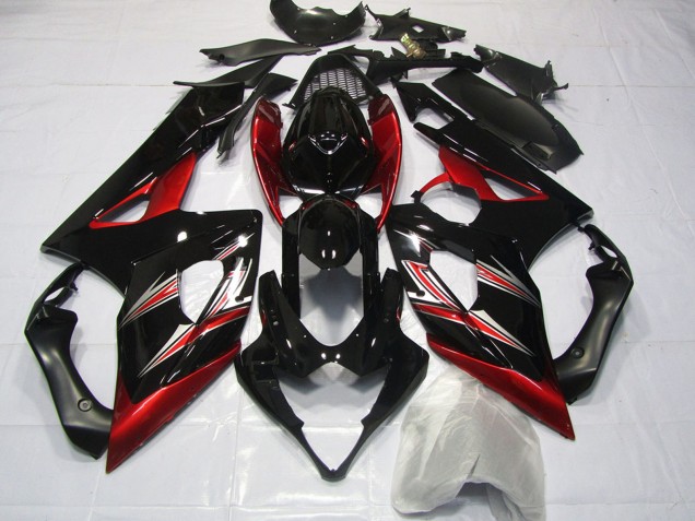 Carenados Moto Suzuki GSXR 1000 2005-2006 - Negro Brillante Rojo Flare