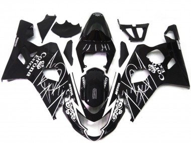 Carenados Moto Suzuki GSXR 600 / GSXR 750 2004-2005 - Negro Brillante Blanco Corona Estilo